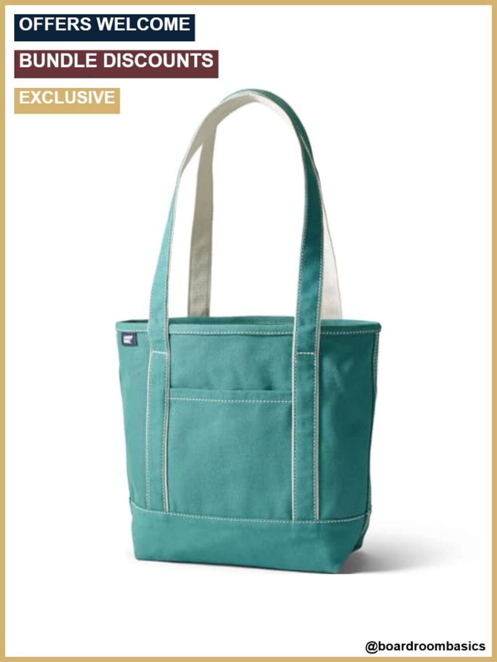 Cotton Canvas Open Top Tote Bag with Five Pockets